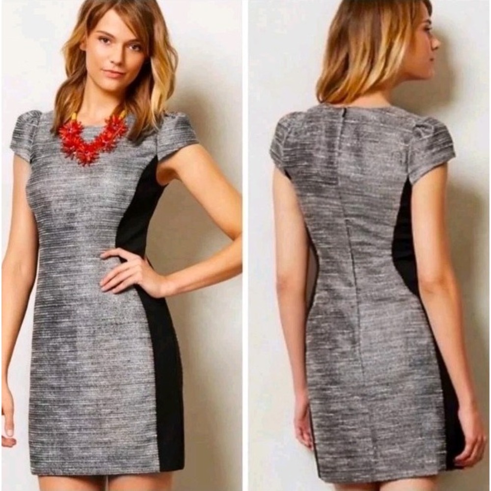 Anthropologie Moulinette Soeurs Grisailles Shimmer Tweed Hourglass Dress Size 6